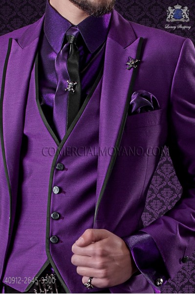 Lurex purple shirt with fashion small collar