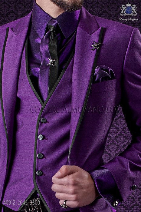 Lurex purple shirt with fashion small collar