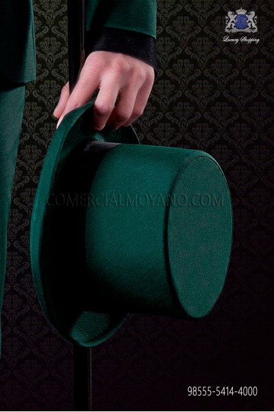 Green top hat plain fabric matching suit