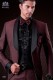 Italian maroon fashion tuxedo groom suit slim fit. Shawl collar and 1 button. Fabric wool mix. 