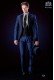 Italian electric blue groom suit slim fit. Peak lapels and 1 button. Wool mix fabric. 