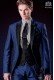 Italian electric blue groom suit slim fit. Peak lapels and 1 button. Wool mix fabric. 