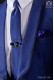 Narrow blue fashion tie with black micro patterns