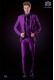 Italian violet groom suit 3 pcs slim fit. Peak lapels and 1 button. Wool mix fabric.