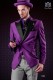  Italienne costume de mariage violet avec gilet. Revers en pointe avec satin contrast et 1 bouton. Laine mélangée tissu.