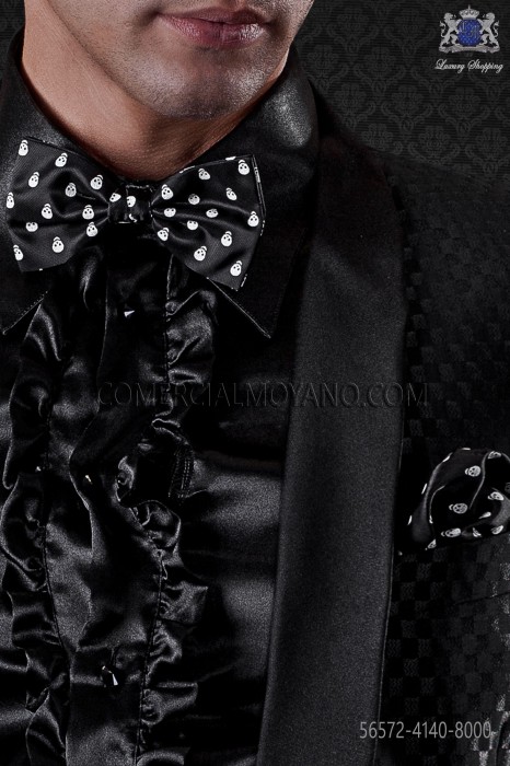 Black skulls bow tie and hanky 56572-4140-8000 Ottavio Nuccio Gala