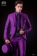 Italian purple tuxedo groom suit. Shawl collar with satin contrast and 1 button. Wool mix fabric.