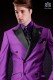 Italienische zweireihig purpur Anzug Slim Fit. Spitzen Satin Revers und 6 Knöpfe. Wollmischung.