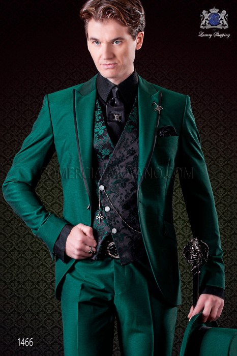 Bespoke green groom suit modern slim fit 1466 Mario Moyano