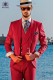 Suit style italien moderne "Slim". Volets de bord de modèles et 1 bouton. Tissu Fuchsia 100% coton