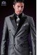 Italienische zweireihig grey Anzug mit Spitzen Satin Revers und 6 Knöpfe. Wollmischung.