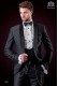Italian tuxedo trendy suit dark grey. Shawl collar and 1 button. Fabric wool mix. 