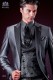 Italienische Bräutigam Anzug grau mit Satin Spitzen Revers und 1 Phantasy Knopf.