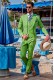 Suit modern Italian style "Slim". Model flaps in "V" and 2 buttons. Green woven 100% cotton