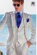  Piece suit modern "Slim". American with flaps tip and 1 button. Shantung silk fabric white