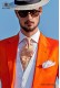 Orange and white 100% silk tie printed
