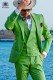 Costume italien de style des volets de bord "slim" modernes et 1 bouton. Tissu vert 100% coton