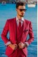 Costume moderne style italien "Slim" Fuchsia 100% coton. Volets de bord de modèles et 1 bouton