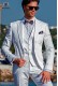 Italian suit modern style "Slim" edge flaps and 1 button. White fabric 100% cotton