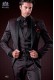 Italienische Anzug rot und schwarz Mikromuster. Satin spitzen Revers und 1 Knopf, Wollmischung Stoffe.