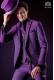 Italian purple fashion wedding suit. Peak lapels with satin trims and 1 button. Wool mix fabric.