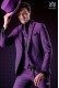 Italienische purpur Mikromuster Bräutigam-Anzug. Spitzen Revers mit Satin Blenden und 1 Knopf. Wollmischung.