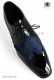 Bicolor Blue jacquard with black leather laced shoes