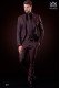 Italienische purpurrot Mikromuster Anzug mit Weste. Spitzen Revers mit Satin Blenden und 1 Knopf. Wollmischung.