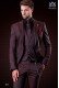 Italienische purpurrot Mikromuster Anzug mit Weste. Spitzen Revers mit Satin Blenden und 1 Knopf. Wollmischung.