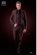 Italienische purpurrot Mikromuster Smoking-Anzug. Schalkragen mit Satin Blenden und 1 Knopf. Wollmischung.