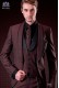 Italienische purpurrot Mikromuster Smoking-Anzug. Schalkragen mit Satin Blenden und 1 Knopf. Wollmischung.