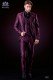 Italian purple monochrome design fashion suit. Peak lapels with satin trims and 1 button. Wool mix fabric.