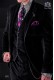 Italian black velvet suit. Peak lapels with satin trims and 1 button.