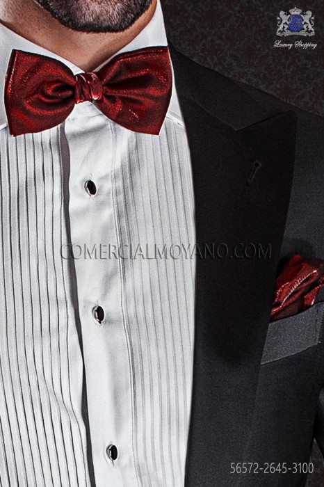 Red lurex bow tie and hanky 56572-2645-3100 Ottavio Nuccio Gala