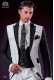 Italien costume de mariage patchwork noir et blanc. Revers de pointe et 1 bouton. 
