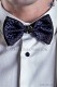 Bicolor black with electric blue micro-designs bow tie in pure jacquard silk