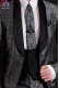 Italienische graue Jacquard Smoking-Anzug. Satin schwarz Schale Revers und 1 Knopf.