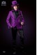 Croisé veste violet avec satin revers en pointe et 6 boutons. Laine mélangée tissu.