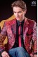 Italian patchwork jacket made of pure jacquard silk red tones