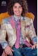 Italian patchwork jacket made of pure jacquard silk pastel colors.