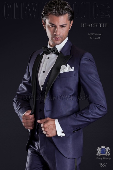 Esmoquin de novio en color azul. Elegancia y excelencia en el vestir de noche para caballeros