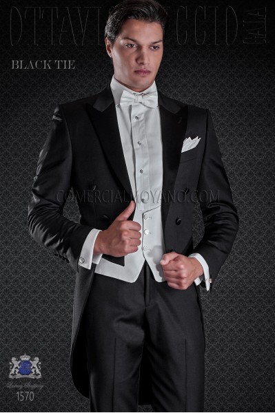 Frac groom in black color. Elegance and excellence in evening dress for men