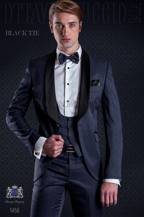 Esmoquin de novio en color azul. Elegancia y excelencia en el vestir de noche para caballeros.