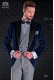 Blue groom tuxedo pants combined with Prince of Wales. Elegance and excellence in evening dress for men