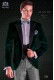 Green groom tuxedo pants combined with black-silver optical tissue. Elegance and excellence in evening dress