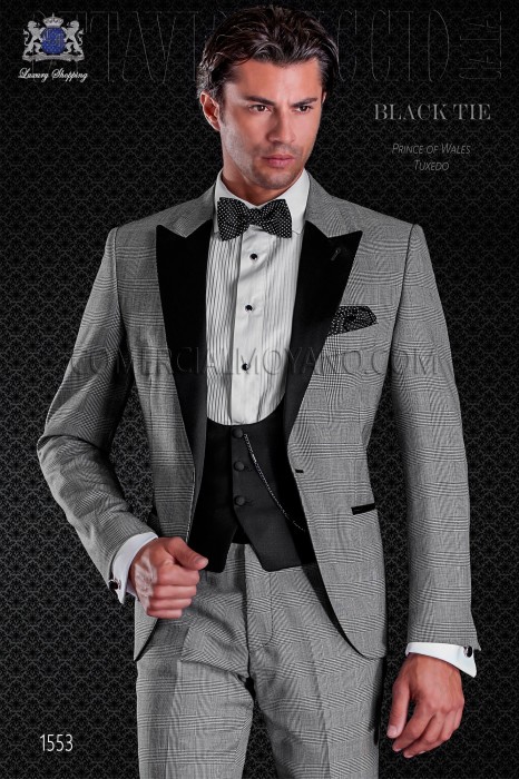 Italien tuxedo prince of wales avec satin noir revers. L'élégance et l'excellence en robe de soirée pour les hommes