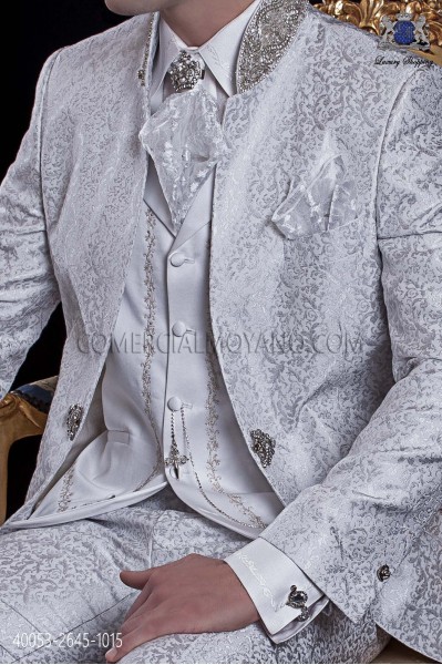 White lurex shirt with embroidered