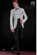 Italian tuxedo white shantung with shawl collar and 1 button. Shantung silk mix fabric.