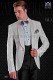 Italian tuxedo white shantung with shawl collar and 1 button. Shantung silk mix fabric.