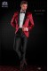 Italian red tuxedo with satin lapels. Shawl collar and 1 button. Satin fabric.